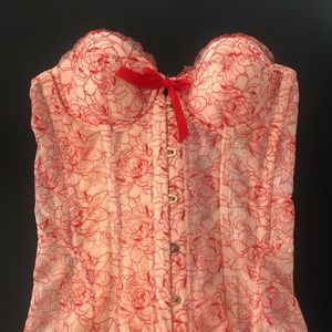 Savage X Fenty Lace corset in Apple Red.